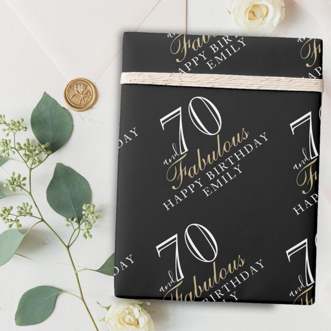 70 and Fabulous Elegant Black 70th Birthday Wrapping Paper (Creator Uploaded)