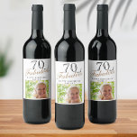 70 and Fabulous Elegant Script Photo 70th Birthday Wine Label<br><div class="desc">70 and Fabulous Elegant Script Photo 70th Birthday Wine Label. The saying 70 and fabulous is in modern script. Make your own 70th birthday party wine labels for her. Customise with the name and age number and insert your photo into the template.</div>