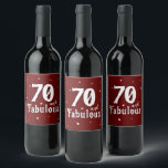 70 and Fabulous Glitter Red 70th Birthday Wine Label<br><div class="desc">70 and Fabulous Glitter Red 70th Birthday Wine Label. 70 and fabulous text in trendy white script with a name on a dark red background. Personalise the wine labels with your the age.</div>