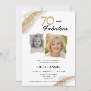 70 and Fabulous Gold 2 Photo Birthday Invitation