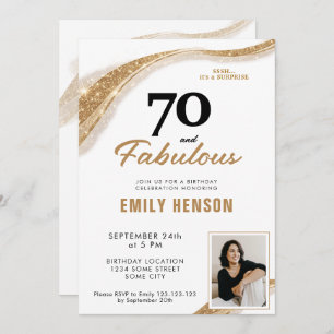 70 and Fabulous Gold 70th Birthday Invitation
