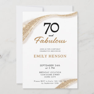 70 and Fabulous Gold 70th Birthday Invitation