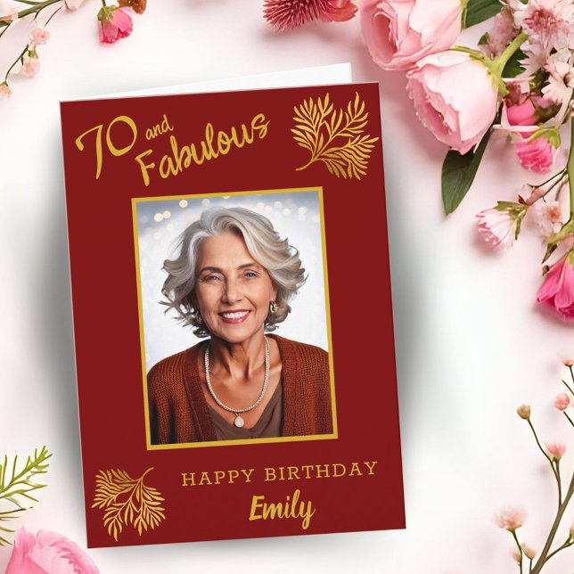 70 and Fabulous Gold Foliage 70th Birthday Card (Creator Uploaded)