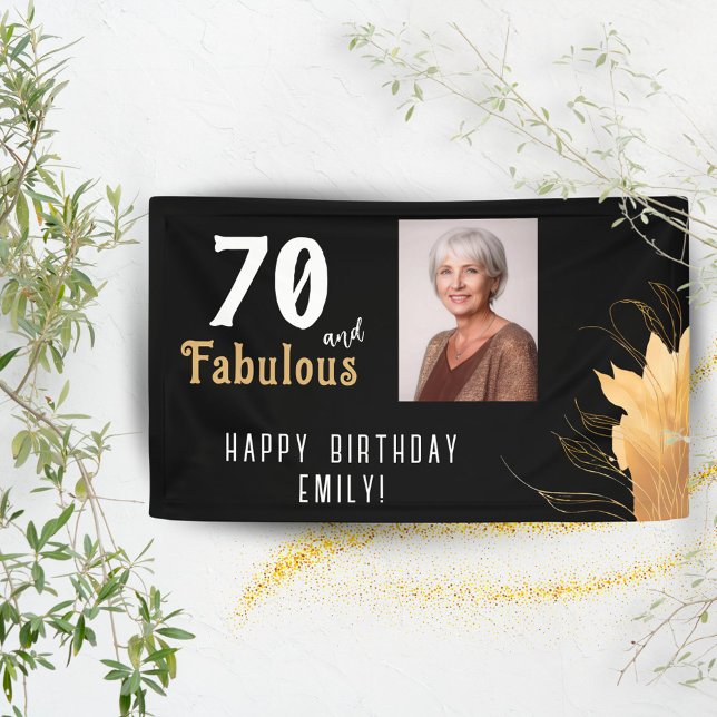 70 and Fabulous Gold Foliage 70th Birthday Photo Banner (Creator Uploaded)