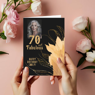70 and Fabulous Gold Foliage 70th Birthday Photo Card