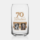 70 and Fabulous Gold Glitter 2 Photo 70th Birthday Can Glass<br><div class="desc">70 and Fabulous Gold Glitter 2 Photo 70th Birthday Can Glass. Add your photos - you can use an old and a new photo.</div>