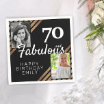 70 and Fabulous Gold Glitter 2 Photo 70th Birthday Napkin<br><div class="desc">70 and Fabulous Gold Glitter 2 Photo 70th Birthday Party Napkins. Add your photos - you can use an old and new photo. Add your name and age.</div>