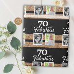 70 and Fabulous Gold Glitter 2 Photo 70th Birthday Wrapping Paper<br><div class="desc">70 and Fabulous Gold Glitter 2 Photo 70th Birthday Wrapping Paper. Personalised black gift wrap with 2 photos and gold glitter. Add your photos - you can use an old and new photo.</div>