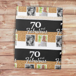 70 and Fabulous Gold Glitter 2 Photo 70th Birthday Wrapping Paper<br><div class="desc">70 and Fabulous Gold Glitter 2 Photo 70th Birthday Wrapping Paper. Personalised black gift wrap with 2 photos and gold glitter. Add your photos - you can use an old and new photo.</div>