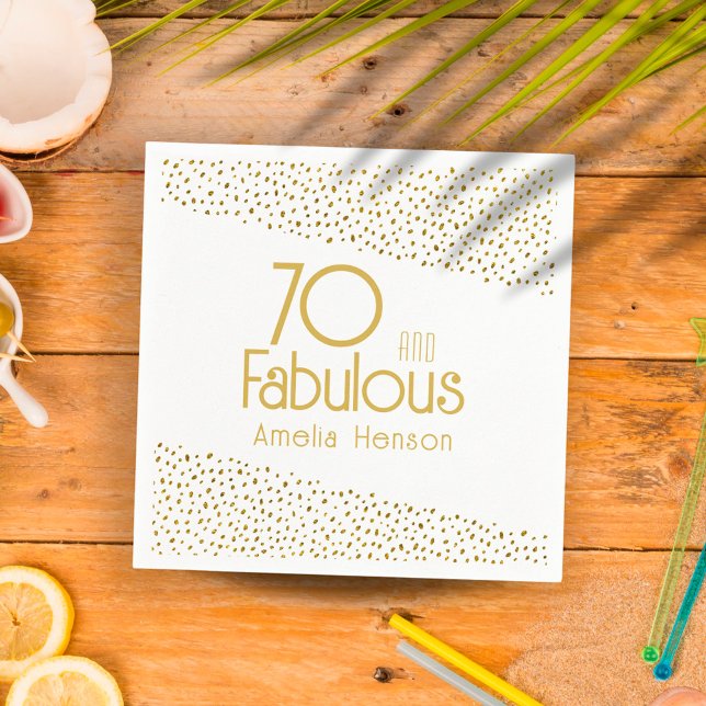 70 and Fabulous Gold Glitter 70th Birthday Napkin (Creator Uploaded)