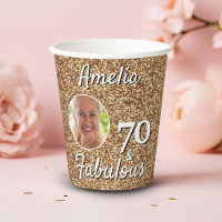 70 and Fabulous Gold Glitter 70th Birthday Photo
