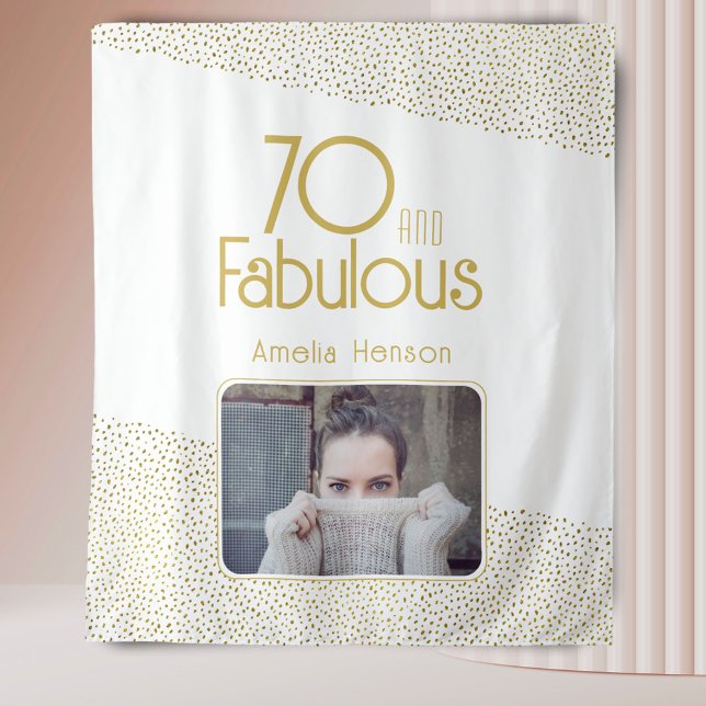 70 and Fabulous Gold Glitter 70th Birthday Photo  Tapestry (Creator Uploaded)