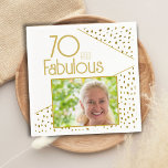 70 and Fabulous Gold Glitter Photo 70th Birthday Napkin<br><div class="desc">70 and Fabulous Gold Glitter Photo 70th Birthday Napkins. Modern design with trendy typography and faux gold glitter spots. Make your own 70th birthday party paper napkins for her.</div>