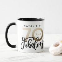 70 and fabulous gold metallic birthday mug