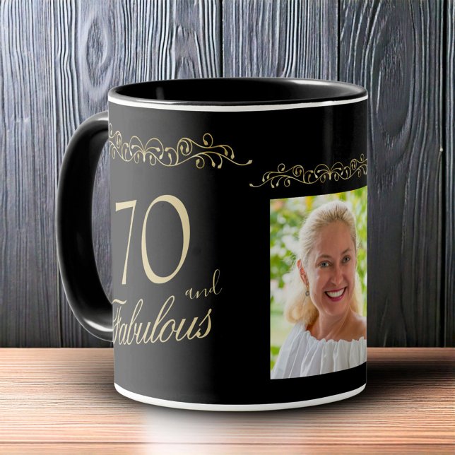 70 and Fabulous Ornament 70th Birthday Photo Mug (Creator Uploaded)