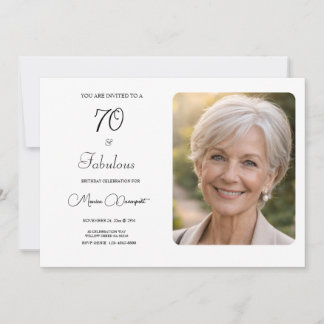 70 and Fabulous Photo 70th Birthday Party Invitation