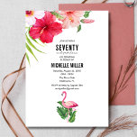 70 and Fabulous Pink Flamingo 70th Birthday Party  Invitation<br><div class="desc">She’s flirty, thriving, and still fabulous—and it’s time to celebrate her in style! This 70 & Fabulous Flamingo Birthday Invitation is the perfect way to kick off a tropical-themed milestone celebration for the birthday queen who’s not afraid to sparkle. Featuring a chic pink flamingo, stylish typography, and vibrant pops of...</div>