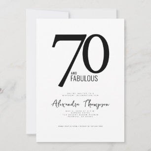 70 and Fabulous Script 70th Birthday Party Invitation