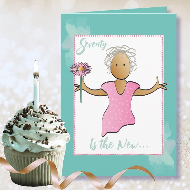 70 and Fabulous Sweet Ethnic Cartoon Birthday Card (Creator Uploaded)