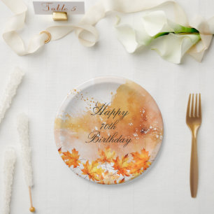 70  Autumn Birthday  Paper Plate