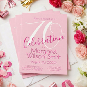 70 Celebration Blush Pink 70th Birthday Party Invitation
