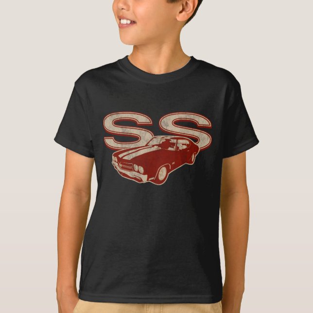 70 Chevelle SS Distressed Dark Red T-Shirt (Front)