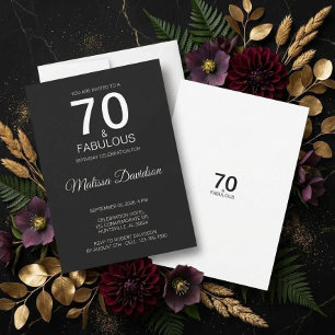 70 & Fabulous Black Elegant Invite