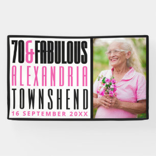 70 & Fabulous Bold Typography Photo 70th Birthday Banner