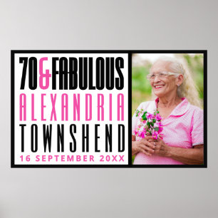 70 & Fabulous Bold Typography Photo 70th Birthday Poster