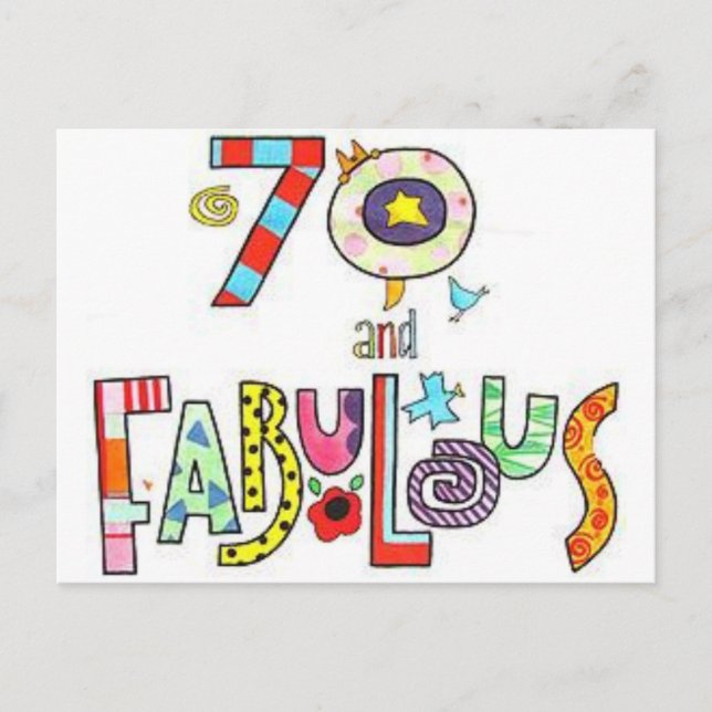 70 & Fabulous - Happy 70th Birthday Postcard (Front)