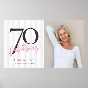 70 & Fabulous Photo 70th Birthday Party Poster