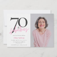 70 & Fabulous Photo Pink Script Birthday Party