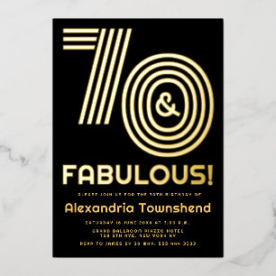 70 & Fabulous Retro Typography Gold 70th Birthday