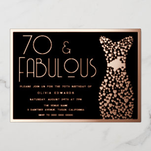 70 & Fabulous! Rose Gold & Black 70th Birthday 