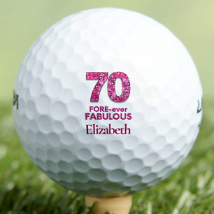 70 FORE-ever Fabulous 70th Birthday Pink Flowers Golf Balls