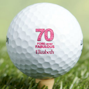 70 FORE-ever Fabulous 70th Birthday Pink Leopard Golf Balls