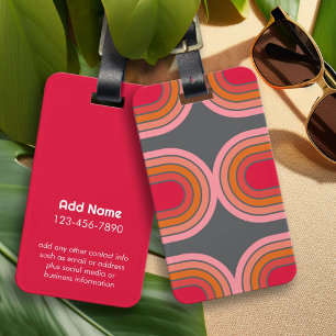 70 Inspired Line Art Sunset Red Orange Pink arch Luggage Tag