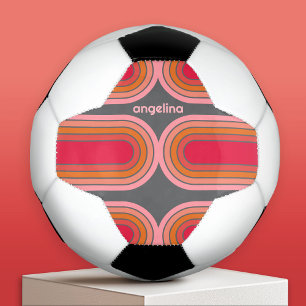 70 Inspired Line Art Sunset Red Orange Pink arch Soccer Ball