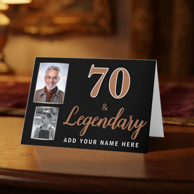 70 & Legendary 2 Photos 70th Birthday  Card (Creator Uploaded)