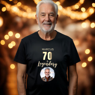 70 & Legendary Gold Photo 70th Birthday  Tri-Blend Shirt