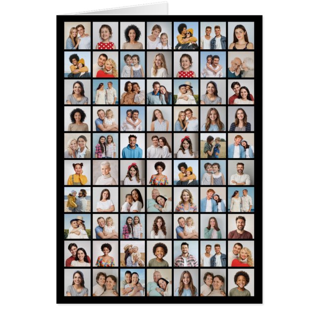 70 Photo Collage Editable Colour Folded Card (Front)
