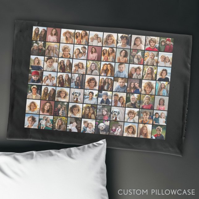 70 Photo Collage Gold - Custom Picture Pillowcase (Custom Photo Collage Pillowcase)