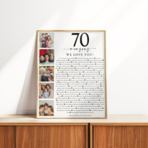 70 Reasons We Love You Birthday or Anniversary Poster