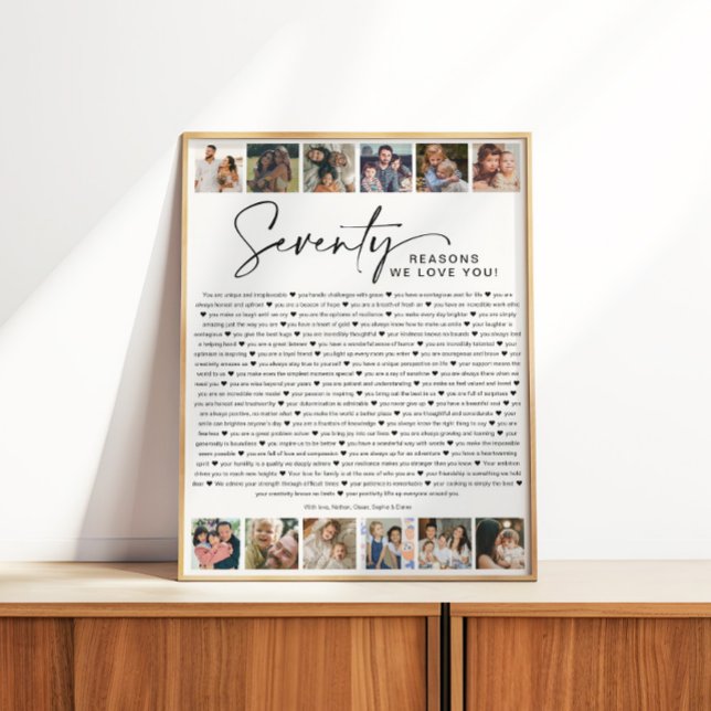 70 Reasons We Love You Birthday Photo Collage Poster (Creator Uploaded)