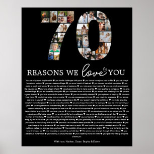 70 Reasons We Love You Photo Collage Keepsake Gift Poster