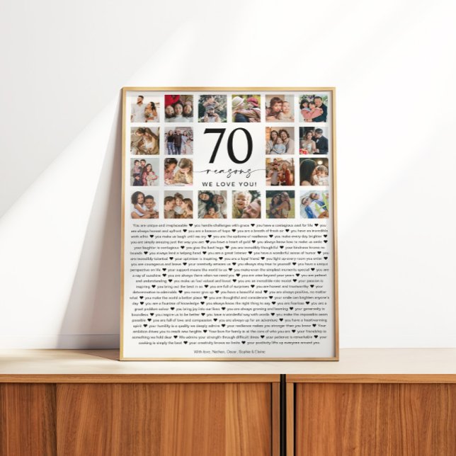 70 Reasons We Love You Photo Collage Keepsake Gift Poster (Creator Uploaded)