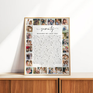 70 Reasons We Love You Photo Collage Keepsake Gift Poster