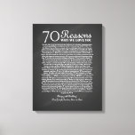 70 reasons why we love you birthday gift for him canvas print<br><div class="desc">This is a DO IT YOURSELF XX Reasons why we love you. roses reasons we love you,  editable 50 Reasons,  60th birthday,  editable,  80th birthday,  memories,  love you,  mum,  retire You can edit the main body text. Designed by The Arty Apples Limited</div>