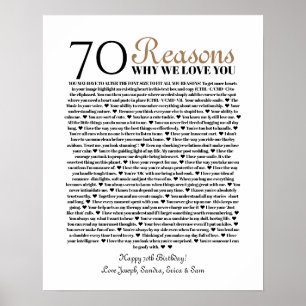 70 reasons why we love you birthday gift for him poster