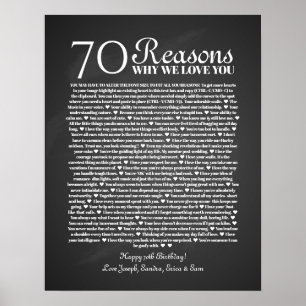 70 reasons why we love you birthday gift for him poster